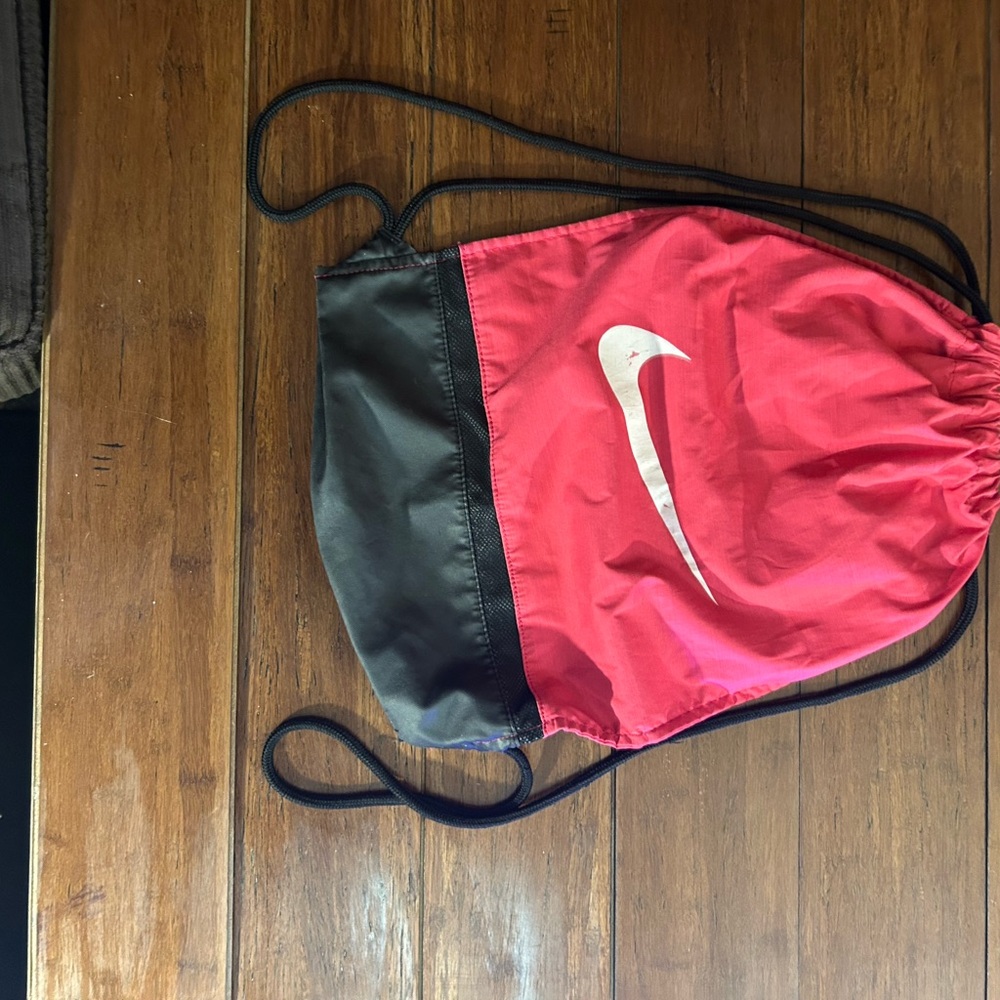 Nike Red and Black Drawstring Bag